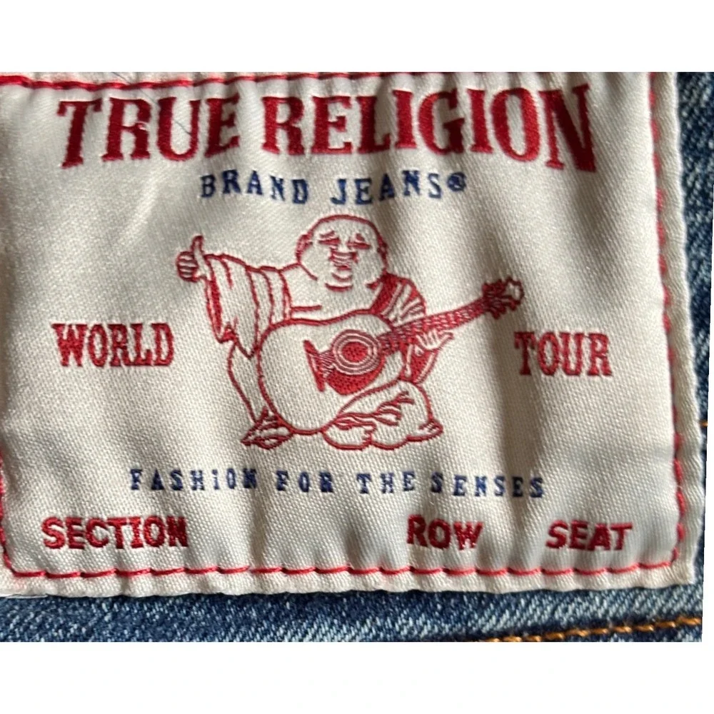 True Religion Rocco Shorts Mens 40 Flap Pocket Contrast Stitch Denim Skinny‎